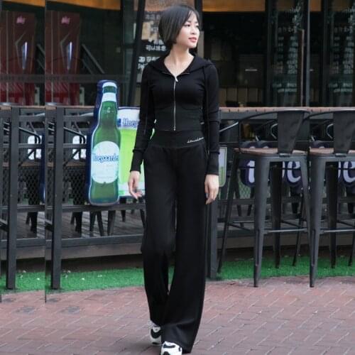 Women 2 Piece Set Casual Sport Outfits Tracksuit Hoodies Sweatshirt+Sweatpants Wide Leg Pants 2021 Fashion Sportswear S-XL