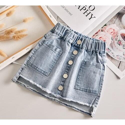 Denim Skirt for Girls Summer Kids Short Skirt Slimming A- line Skirt Denim Skirt All-match Baby Children Elastic Bag Hip Skirt