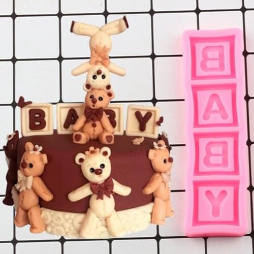 Letter Fondant Mold Baby Birthday Cake Border Cake Decorating Tools Cupcake Topper Silicone Mould Candy Clay Chocolate Molds