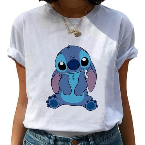 Womens Cartoon Tshirt Stitch Printed Harajuku Kawaii Female Top Tumblr Instagram Vogue Clothes Casual Cute T shirts for Girls