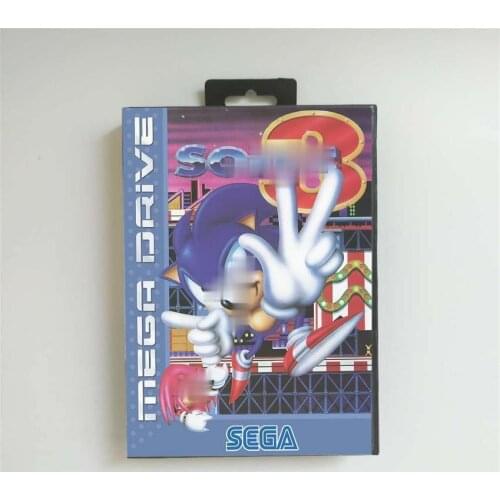Soniced Game the Hedgehog 3 - EUR Cover With Box 16 Bit MD Game Card for Megadrive Genesis Video Game Console