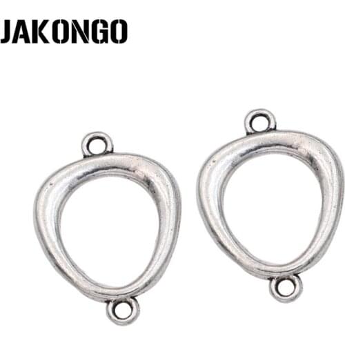 JAKONGO Antique Silver Plated 1-1 Connector for Jewelry Making Earrings Accessories Findings DIY 25x15mm 10pcs/lot