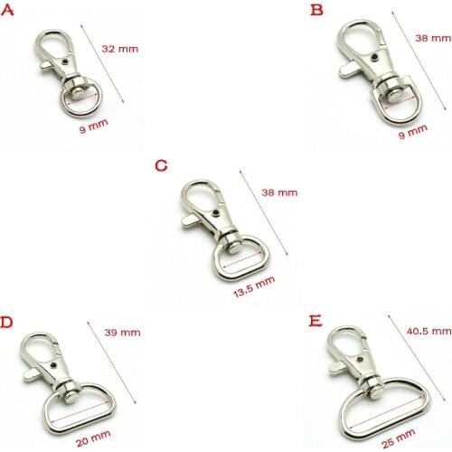 Lobster Clasps Snap Hook Nickel Plated Matel Swivel Backpack Straps Webbing 8.9mm/9mm/13.5mm/20mm/25mm