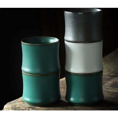 Japanese Style Ceramic Teacup Creative Bamboo Office Master Tea Cup Kung Fu Drinkware Home Retro Pottery Drinking Water Mug