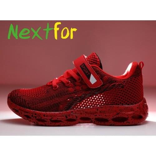 Summer Gym Shoe for Kids Boy Black Red Teenage Girls Shoes Fashion Boy Sports Shoe Breathable Shoes Hook & Loop Sneakers Girls