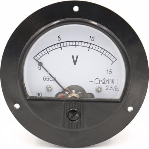 65C5 DC 0-15V Round Panel Meter Gauge Current Analogue Analog Ammeter Diameter 90MM