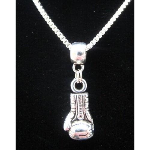 HOT !!! Boxing gloves Fashion Charms Tibetan silver statement Collar Choker pendant Necklace For Women DIY Jewelry 10pcs B583