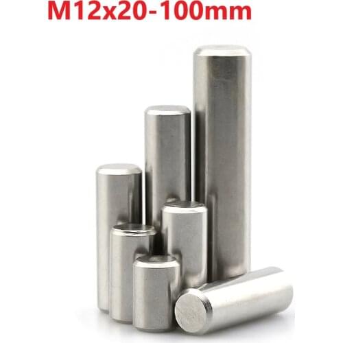 M12 Cylindrical Pin Locating Dowel 304 Stainless Steel Solid Needle Roller Thimble 12mm x 20 30 40 50 60 70 80 100mm