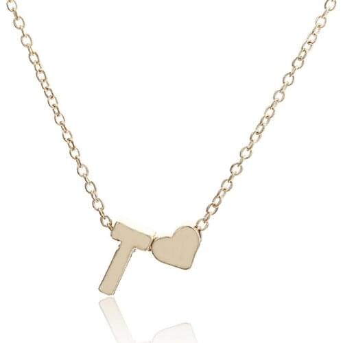 Tiny Initial Heart Necklaces For Women Stainless Steel Gold Dainty Letter Name Pendant Love Necklace Jewelry Anniversary Gift