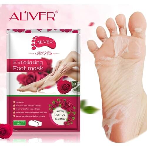 1pair/bag Aliver Foot Peeling Mask Feet Mask Pedicure Heel Socks Rose Exfoliating Renewal Pedicure Remove Dead Skin Foot Care