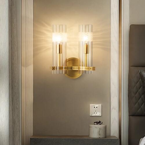 Bedroom copper wall lamp modern simple intelligent bedside lamp light luxury living room aisle decorative wall lamp
