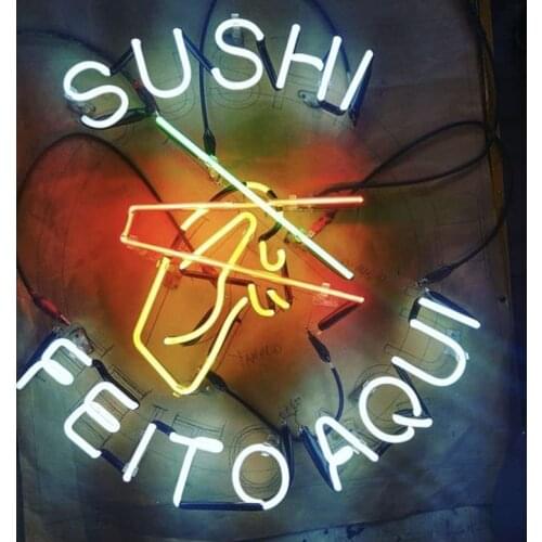 Neon Sign For Sushi Feitoaqui glass Tube japan eat club Lamps resterant light advertise custom free DESIGN Impact Attract light
