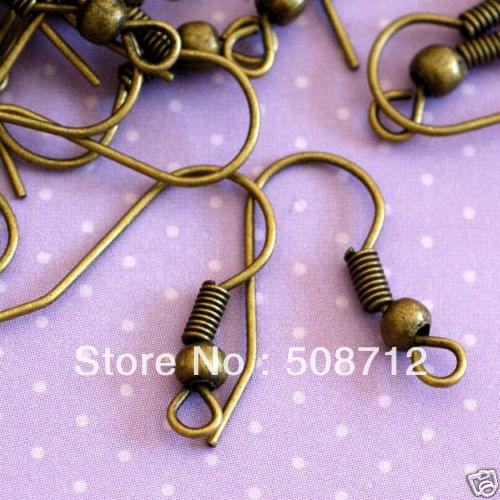 NEW!! Wholesale 1000Pcs ANTIQUE BRASS EARWIRES HOOK/earring hook coil ear wire red bronze