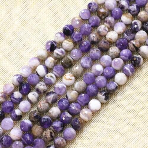 New Arrival 10mm 12mm Faceted Round Purple Natural Stone Amethysts Crystal Beads For Jewelry Making Diy Loose Bead 15inch B3289