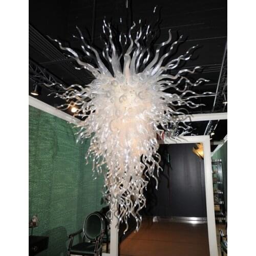 New House Decor White Chihuly Art Chandelier Glassblowing Chandeliers with LED Light