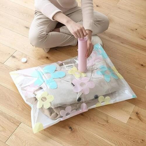 6PCS Thickened Vacuum Storage Bag For Cloth Compressed Bags with Hand Pump Reusable Blanket Clothes Quilt Organizer Travel