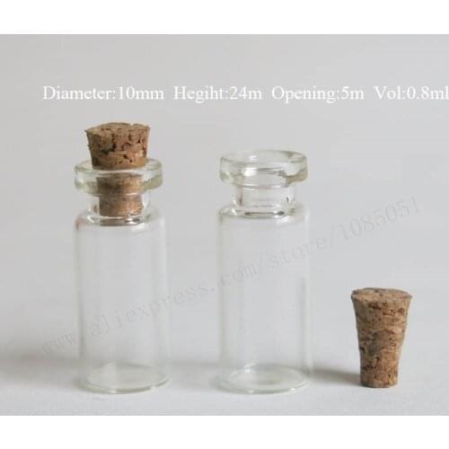 20pcs/lot 0.6ml Clear color Glass vial with wooden cork small sample mini Wishing Bottles for present/gift102405