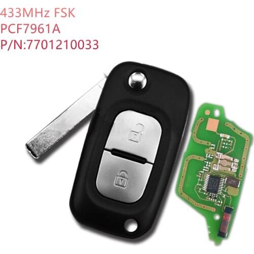 5pcs 2 button 3 Buttons Car Remote Key Suit for Renault Scenic III Megane III Fluence 2009-2015 with ID46 pcf7961 chip 433MHz