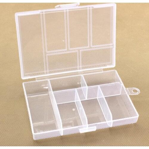 Empty 6 Compartment Jewelry Nail Art Container Sundries Organizer Plastic Clear Storage Box LX4312