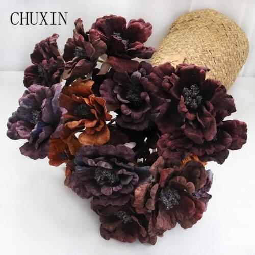 Retro Simulation Withered Peony Wedding Floral Arrangement Home Desktop Vase Decor Potted Plant Fake Flowers Decoration Props