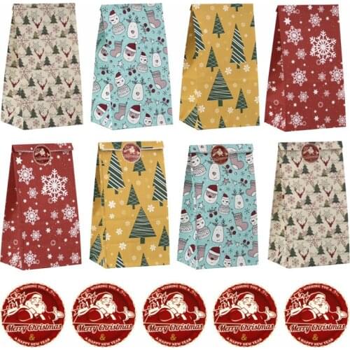 24pcs Christmas Packaging Bag Waterproof Oil-proof Portable Packaging Meal Bag Xmas Pouch