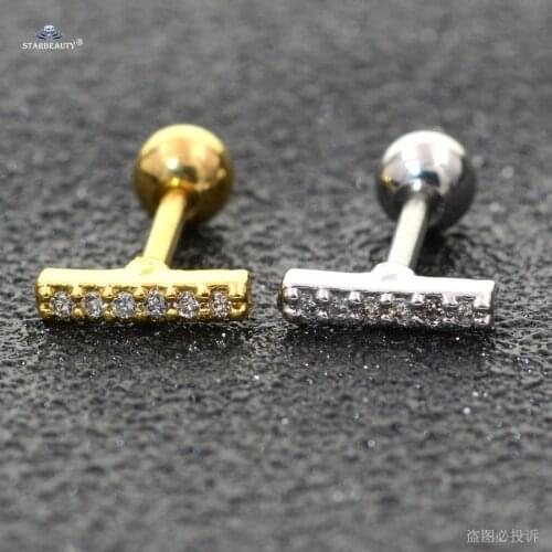 1pc 1.2x6mm Simple I Shaped Helix Piercing Cartilage Piercing Daith Earrings Studs Ear Piercing Silver Color Tragus Jewelry