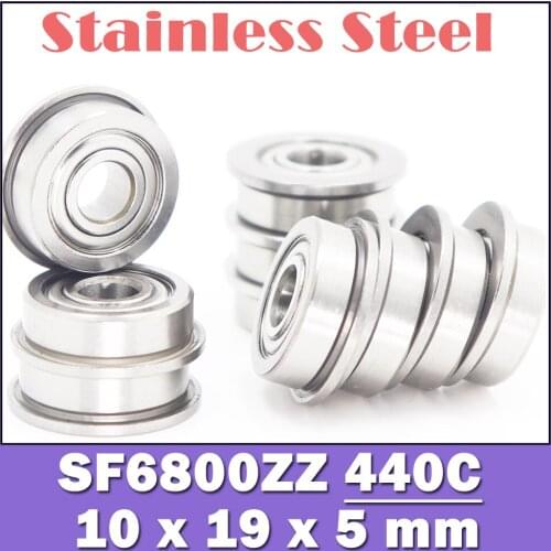 SF6800ZZ Flange Bearing 10x19x5 mm 10PCS Double Shielded Stainless Steel Flanged SF6800 Z ZZ Ball Bearings SF6800Z F6800 Z