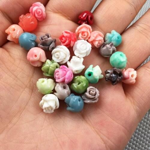 Synthetic Coral Double colored Flower shape Punch loose beads isolation bead for Jewelry making DIY necklace bracelet accessorie