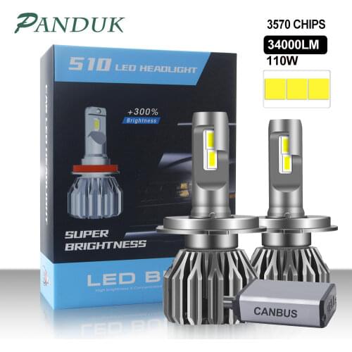 PANDUK H7 LED Canbus 110W 34000LM Headlight H1 H4 H8 H9 H11 9005 9006 Hb3 HB4 9012 Led Bulb Turbo Lamp For Car 6000K 12V