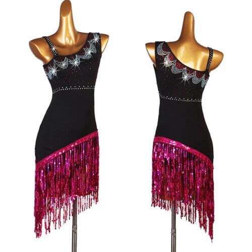 High Quality Rhinestone Fringe Latin Dance Dress Professional Lombard Samba Cha Cha Tango Dance Competition Clothes DQL5858