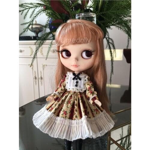 1PCS Classic Long-Sleeve Mori Floral Dress for Blyth, Azone, Pullip, 1/6 BJD Doll Dress Clothes Accessories