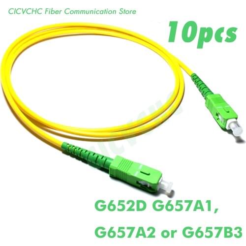10pcs SC/APC-SC/APC Fiber Patchcord-SM(9/125) G652D or G657A1-1m, 1.5m or 5m-3.0mm Cable / Jumper