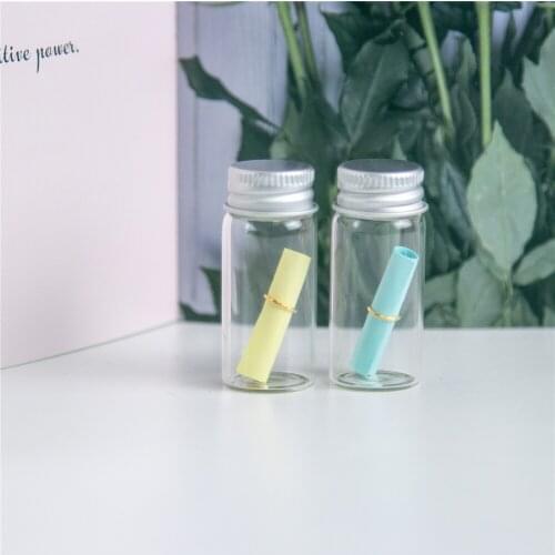 100Pcs 10ml Borate Vials with Silver Aluminum Cap Clear Mini Handicraft Glass Bottles Refillable Reusable Food Pot