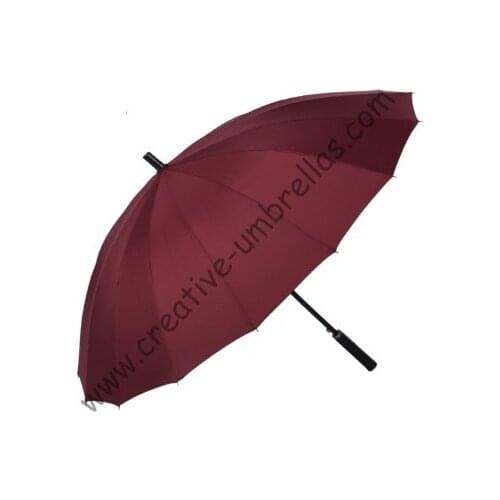 16 ribs,straight metal golf umbrellas 14mm metal shaft,business umbrella,parasol,auto open,windproof,straight leather handle