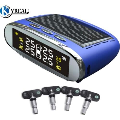 2017 Solar TPMS LCD Display TPMS Tire Pressure Sensors Support C and F Wireless Internal Sensor Battery Long-Life Auto Alarm