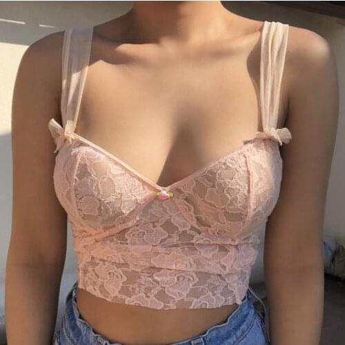 2021 Fashion Lace Camis Top Women Sexy Mesh Strap Camisole Summer Sexy Ladies Sleeveless Solid Color Lace Floral Crop Top Tanks