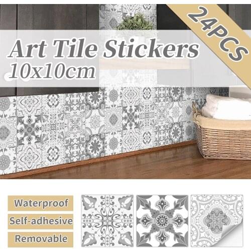 26 Styles Wall Stickers Home Decor Art Tile Decals Paste Self-Adhesive Wall Paper Foil Waterproof Bathroom Kitchen Beautify 10CM