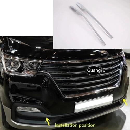 Car ABS Chrome Trim Front Upper Grid Grill Grille License Plate Frame 2pcs For Hyundai Starex H-1 2018 2019 2020