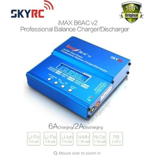 Free shipping SKYRC iMAX B6AC V2 (6A, 50W)Balance Charger/Discharger for Lipo Battery + EU/US/UK/AU plug power supply wire