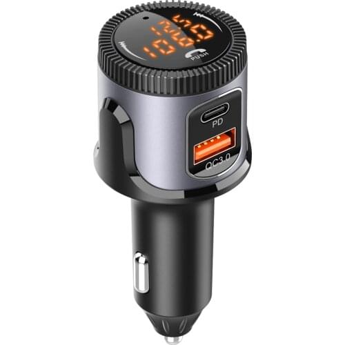 BC72 Bluetooth 5.0 FM Transmitter for Car QC3.0 + USB C PD 18W Charger BT FM Radio Adapter Hands Free Call MP3 Music Player