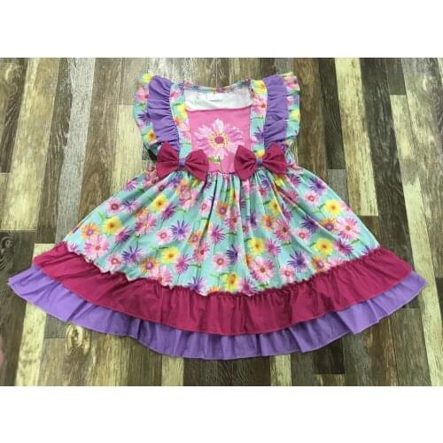 Lovely Summer Kids clothing Baby girl sleeveless lace with floral floral bow multi-layer dress garden dress