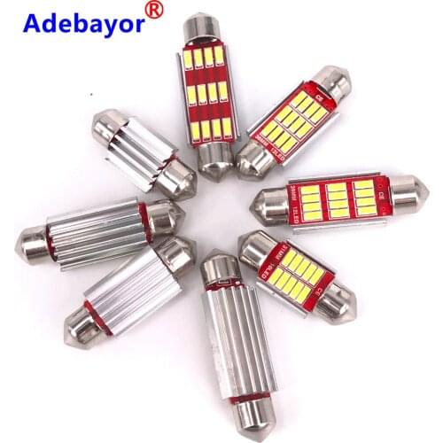 14PCS Festoon 31mm 36mm 39mm 41mm C5W CANBUS NO Error Auto Light 12SMD 4014 LED Car Interior Dome Lamp Reading Bulb White DC12V