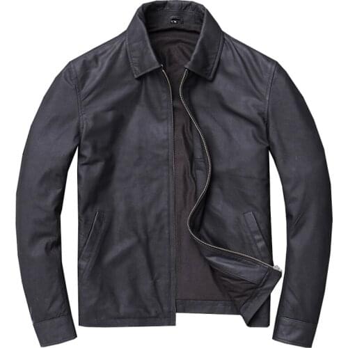 Slim Fit 4XL Sheepskin Jacket Coats For Mens Motorcycle Clothing Mans Real Leather Jacket Vintage Male Streetwear Black AA23