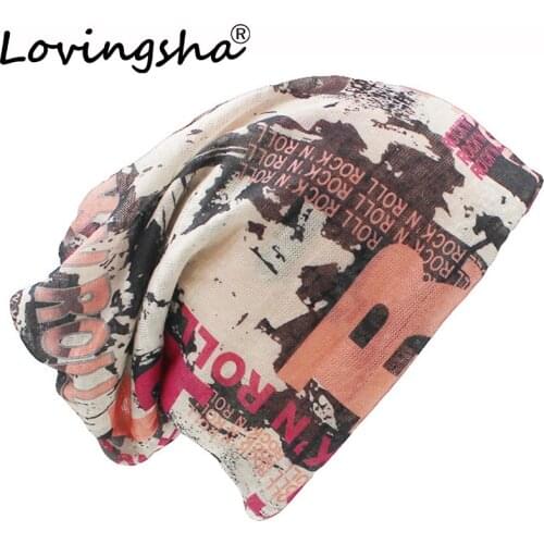 LOVINGSHA Fashion letter muffler scarf high quality skullies brand winter hats for women cap for men women beanie hat