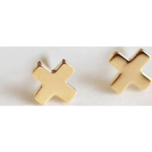 Minimalist Cross Office Stud Earrings for women Sterling Stainless Steel Small Earrings minnie ears Jewelry YE14814