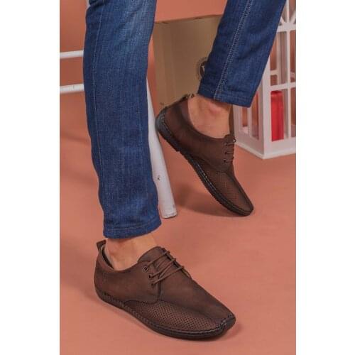 Yağlıoğlu Kundura Men 'S Brown Genuine Leather Heel Jelli Rawhide Sandals Shoe