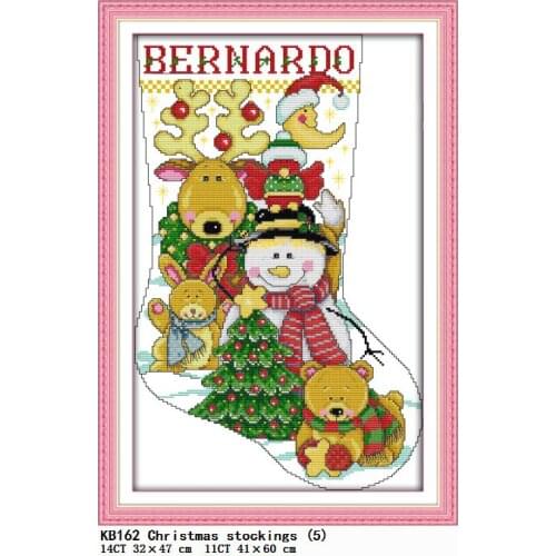 Christmas Stockings Cross Stitch Kit Stamped Patterns Counted Thread Home Decor Embroidery Needlework 11CT 14CT Print Canvas Set