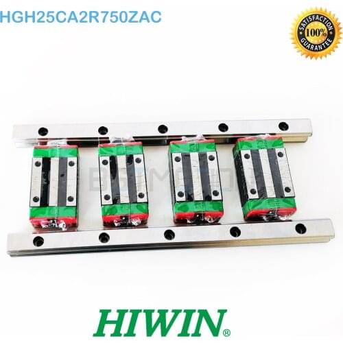 Original HIWIN 25mm Linear Motion Guide HGR25 2pcs 750mm Rail 4pcs HGH25CA Carriage Bearing HGH25CA2R750ZAC