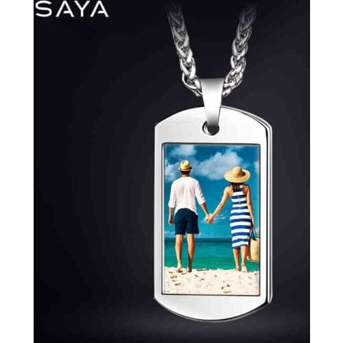 Couple Tungsten Carbide Pendants Necklaces Water Proof inlay Photos for Men and Women Best Gift, Free Shipping, Customized