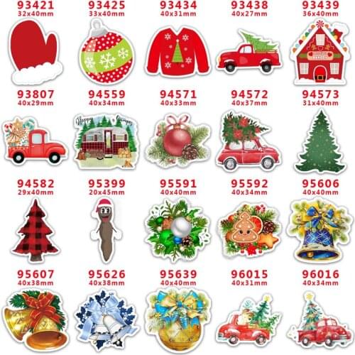 DIY Craft Supplies Sewing Accessories Cartoon Christmas Printed Planar Resins Mold 10 Pieces. PR-93421